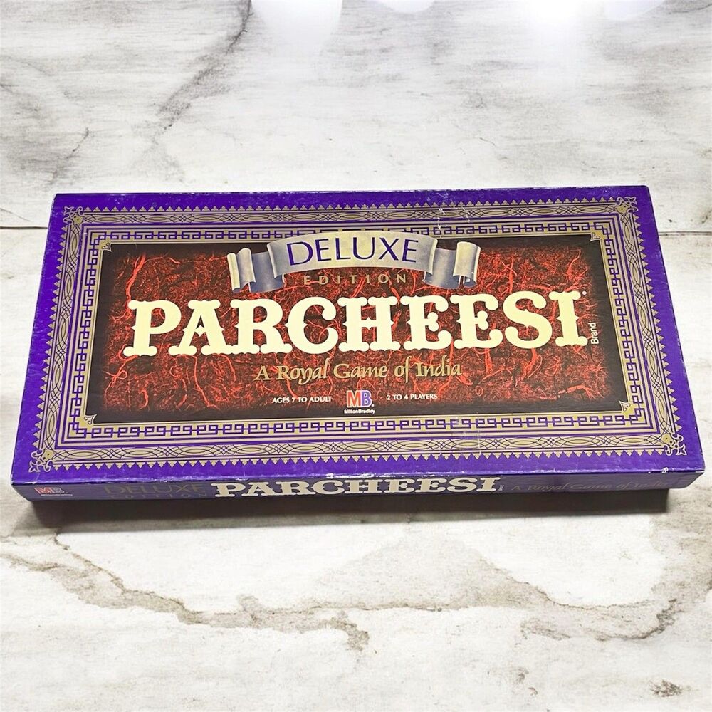 1989 Parcheesi Deluxe Edition Board Game Milton Bradley Wood Pawns Complete VTG